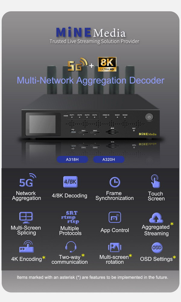 Mine A320H 5G Bonding Video Decoder-5G Cellular Bonding Encoder, 5G ...